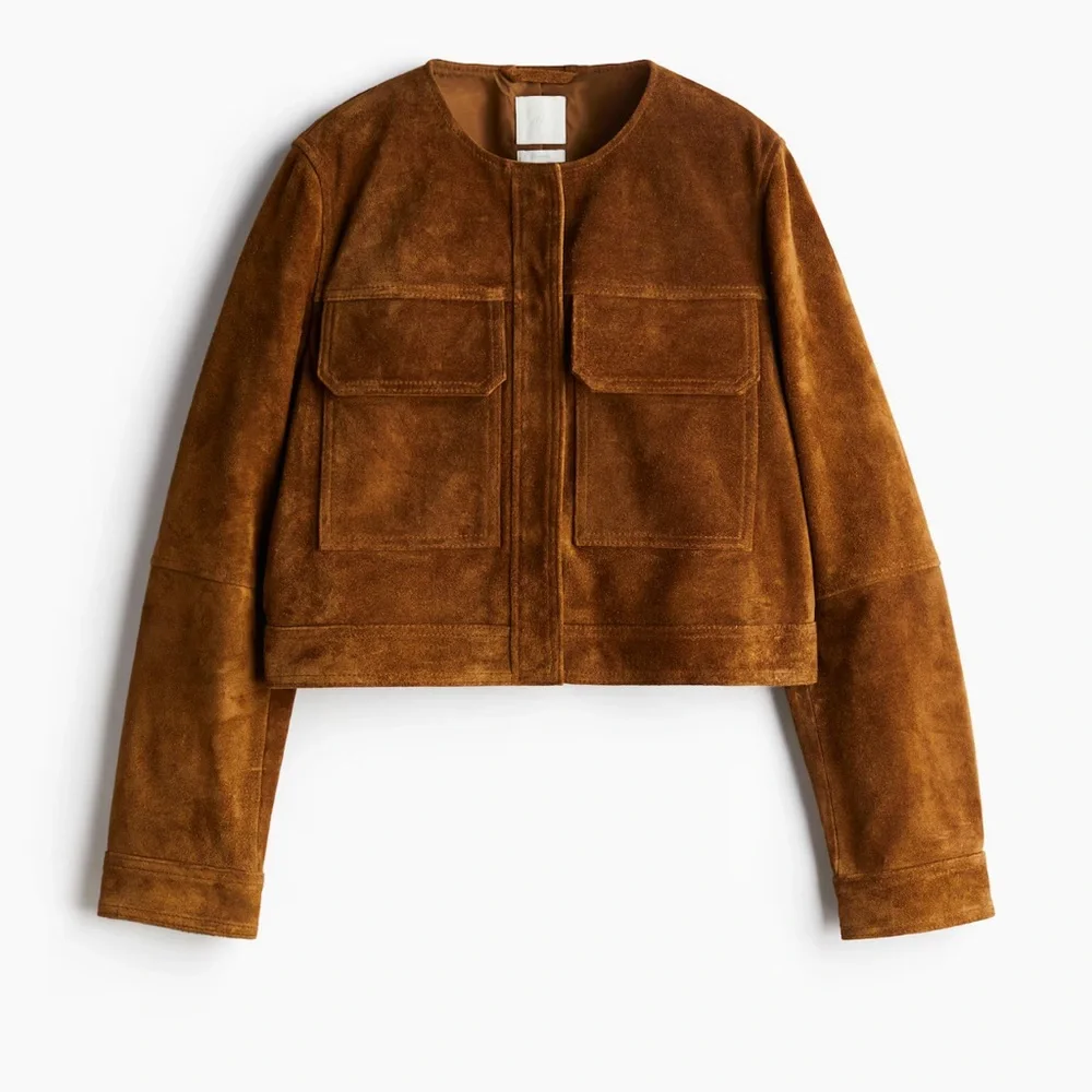 NWT! H&M Brown Suede Leather Jacket - Picture 6 of 16